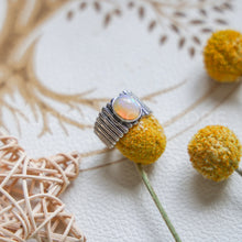 Load image into Gallery viewer, 925 Silver Plated Copper Ring With Opal Stone/Wholesale 925 Sterling Silver Synthetic Opal Ring/Silver Blue Fire Opal Jewelry