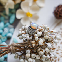 Load image into Gallery viewer, 925 Silver Plated Copper Ring With Opal Stone/Wholesale 925 Sterling Silver Synthetic Opal Ring/Silver Blue Fire Opal Jewelry