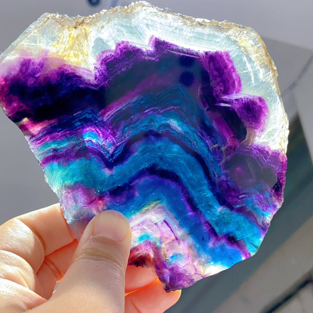 rainbow fluorite slice