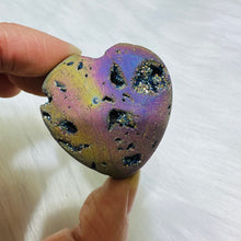 Load image into Gallery viewer, so beautiful aura sphalerite heart with nice colors and shiny geode
