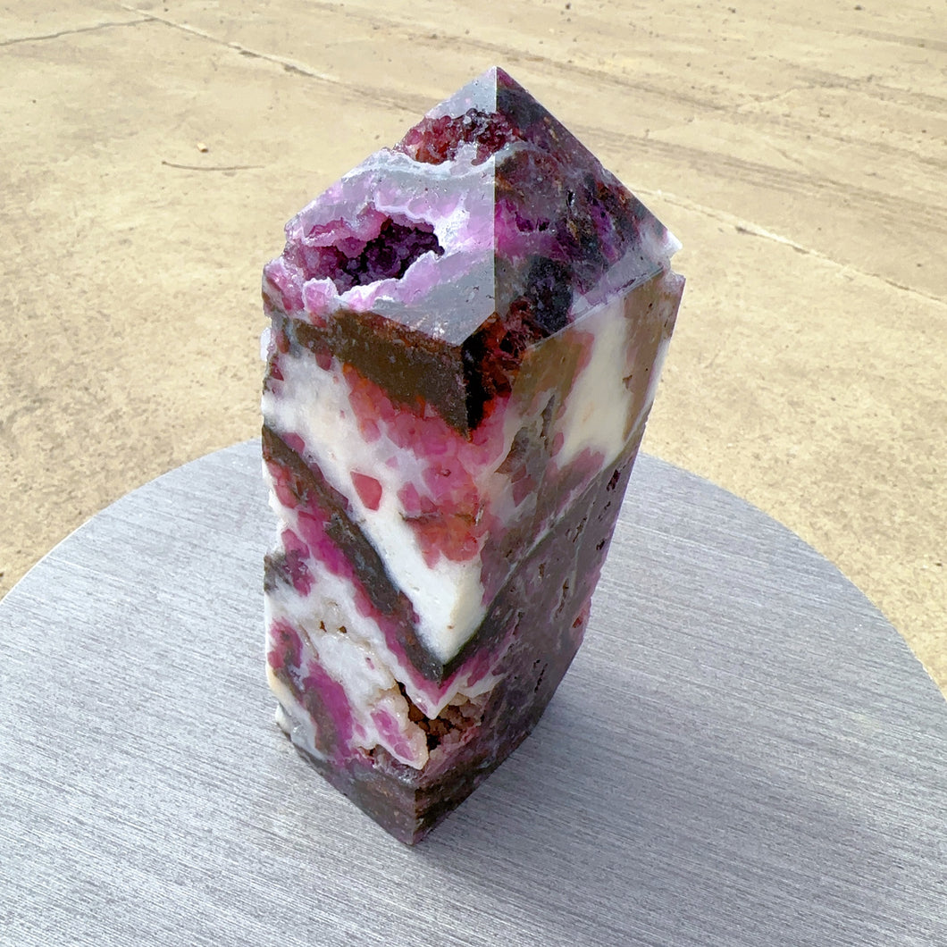 druzy huge pink fluorite with sphalerite tower druzy geode tower fluorite  tower sphalerite crystal