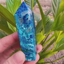 Load and play video in Gallery viewer, malachite,azurite,pyrites with chrysocolla points
